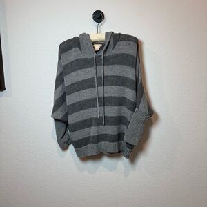 Sweet Romeo Charcoal and Light Gray Striped Men's Sweater